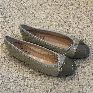 Gray Quilted Ballet Flats
